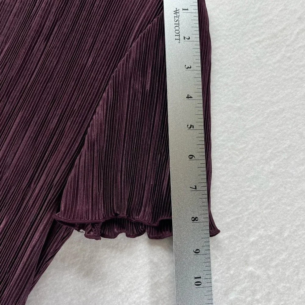 Dressbarn Dress Size 8 Shift Midi Pleated Layered Short Sleeve Pullover Purple - Picture 11 of 12